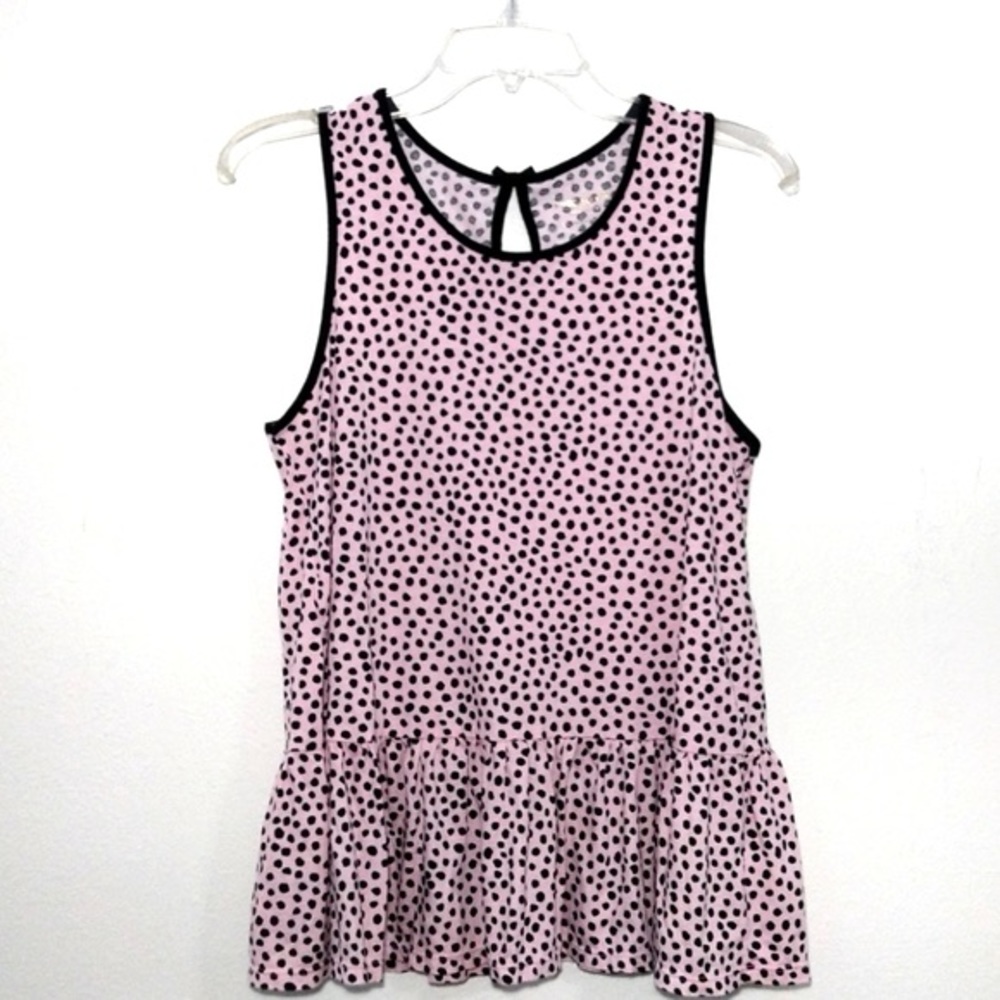 kate spade ♠️ pink peplum polka dot sleep tank keyhole bow XL